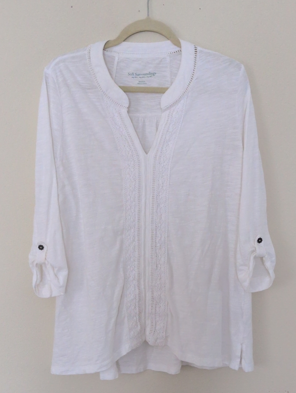 Soft Surroundings White Knit Boho Blouse Size Medium